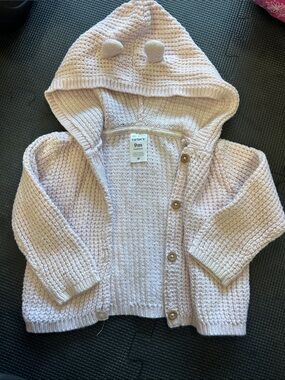 Carter's Light Pink Knit Hooded Baby Cardigan with Ears